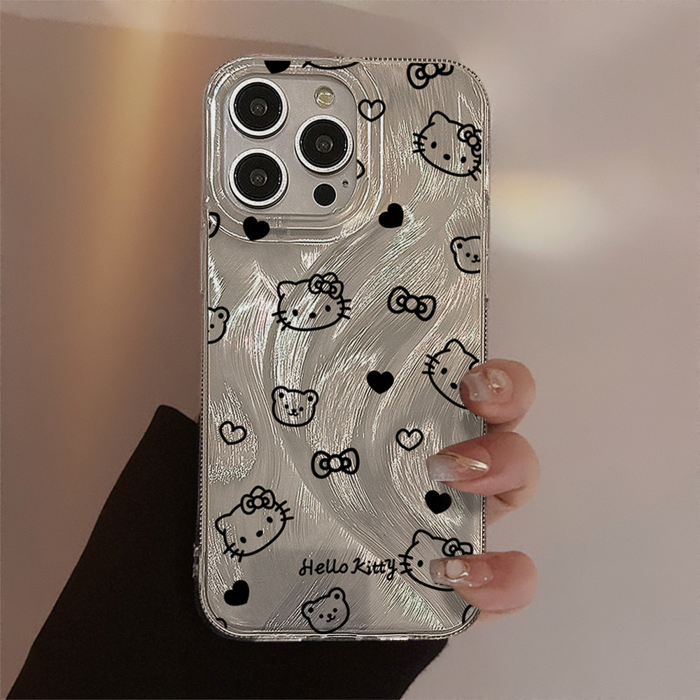 Nicho ins hilo de plumas negro amor línea kt para iPhone 14/13ProMax funda para teléfono móvil 12 Apple 15PM