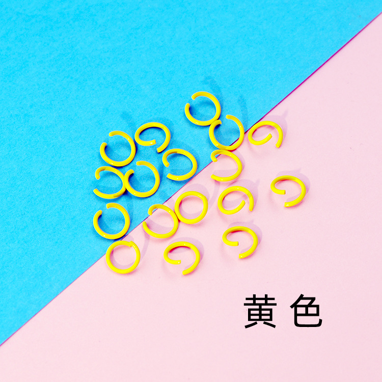 DIY pintura color anillo abierto anillo de conexión de metal hecho a mano solo anillo pulsera collar de color caramelo llavero material