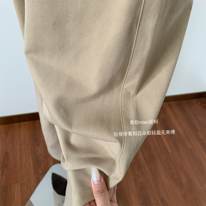 槿一 波士顿质感*莱赛er卡其色直筒休闲裤女秋水洗复古阔腿裤2025|undefined