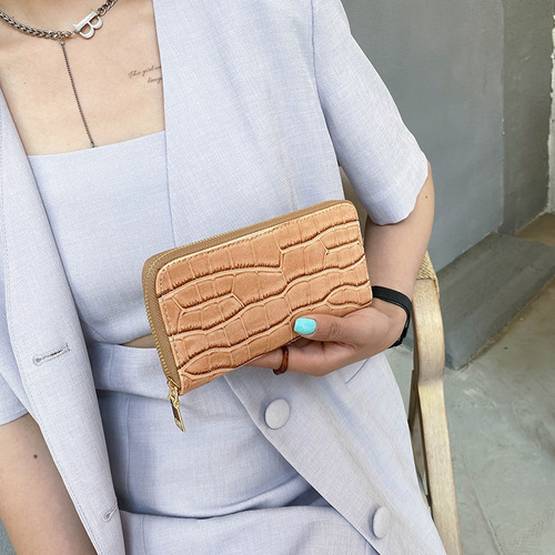 New Women's Wallet Zipper Tote Bag, Long-Handle, Exotic Style PU Multi-Card Minimalist Phone Bag for International Trade