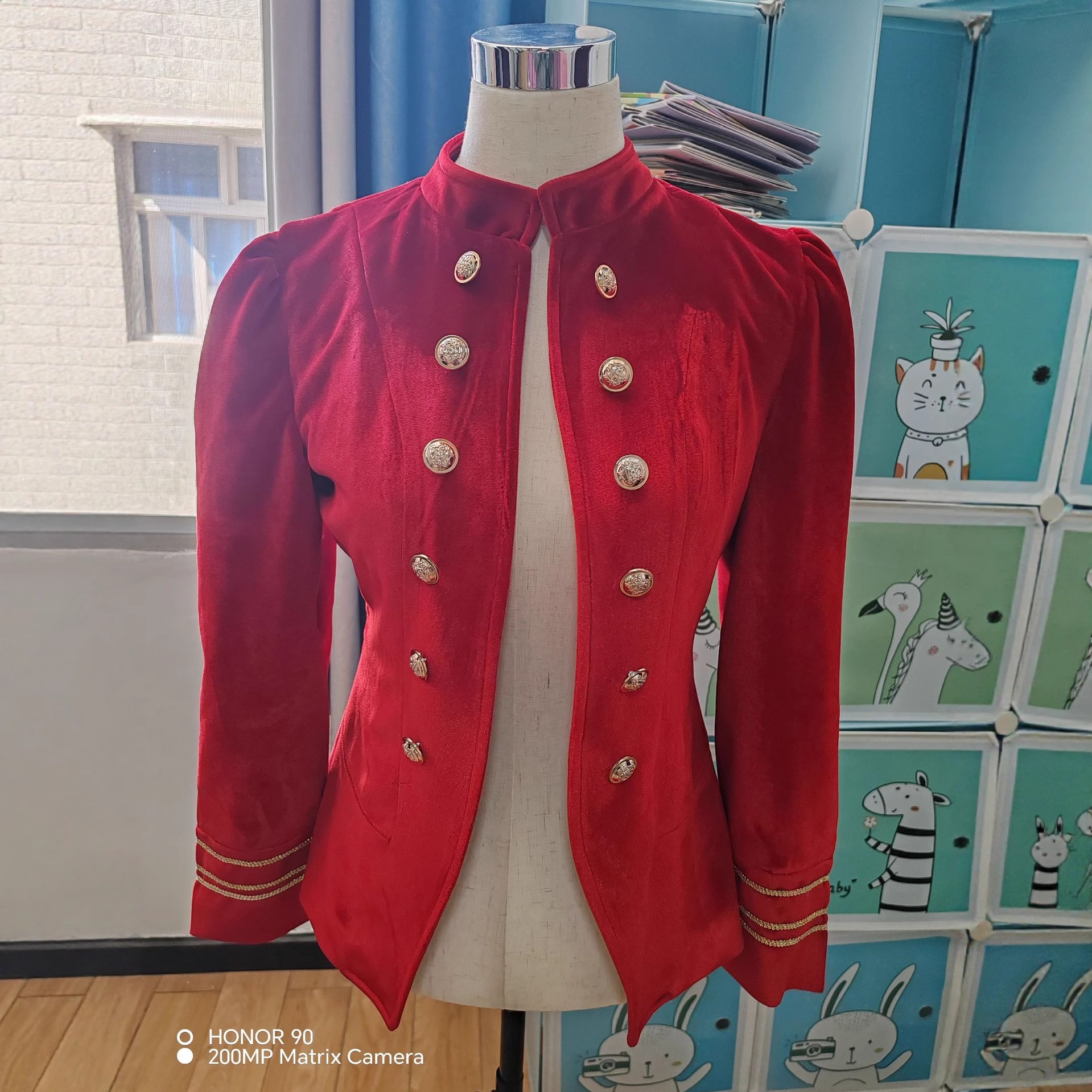 2025 European and American Clothing Amazon Independent Station Autumn and Winter Clothing Long-Sleeved Pure Color Double-Breasted Velvet Jacket Small Suit