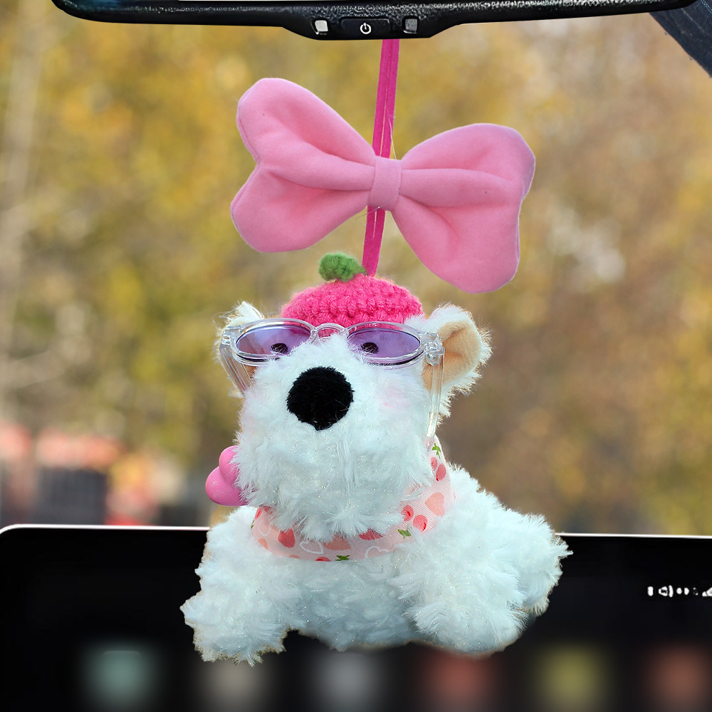 Colgante de automóvil West Highland Puppy 2025 nuevo espejo retrovisor de automóvil colgante muñeca de peluche muñeca sensación de alta calidad