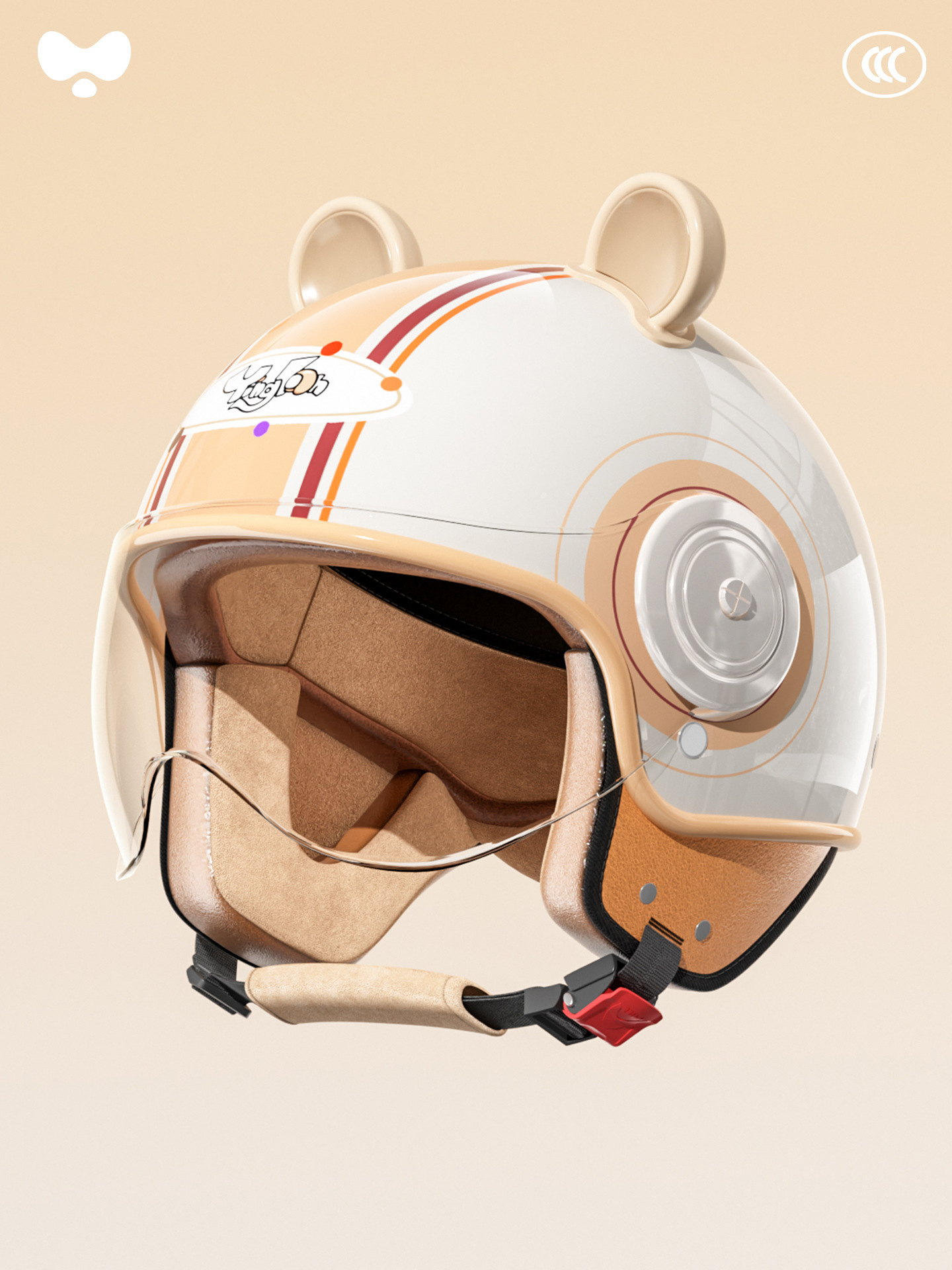 Motosiklet kaskı (dəbilqə) — Motuoche Helmet Four - 3c-children-white-hd-short-mirror-class-a-new-national-standard