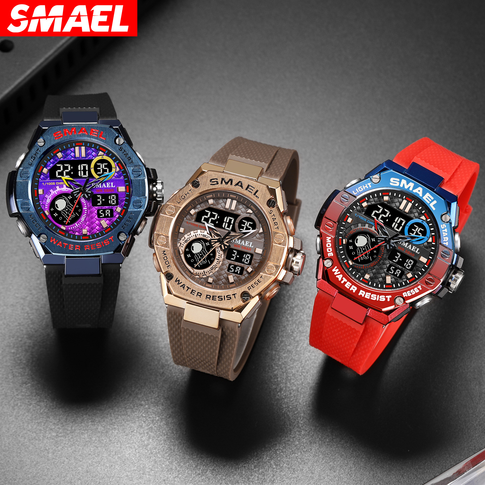 SMAEL Smale Venta caliente reloj de los hombres deportes al aire libre cronómetro electrónico cronómetro multifunción reloj deportivo 8068