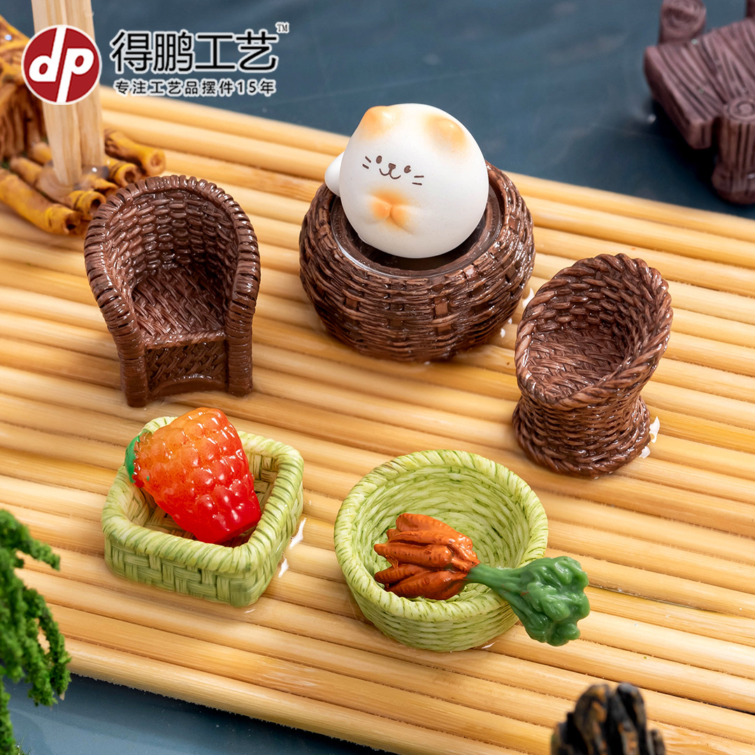 Muebles tejidos de bambú resina decoración silla de bambú recogedor cesta de pescado de bambú olla artesanía creativa decoración del hogar accesorios