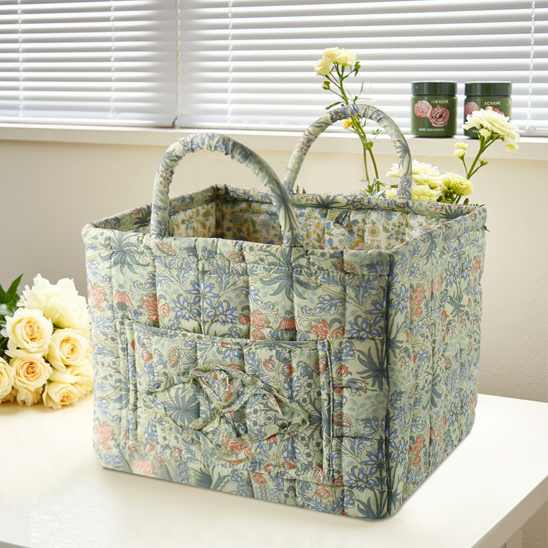 ホームファブリック収納袋日本の花バッグニュースバッグポータブル田舎かわいい花ホーム収納雑貨バスケット|undefined