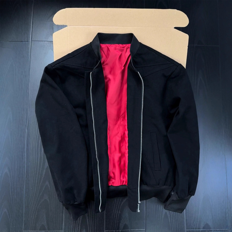 黑色红内美式飞行夹克男款秋季高级感短款外套cleanfit立领棒球服|undefined