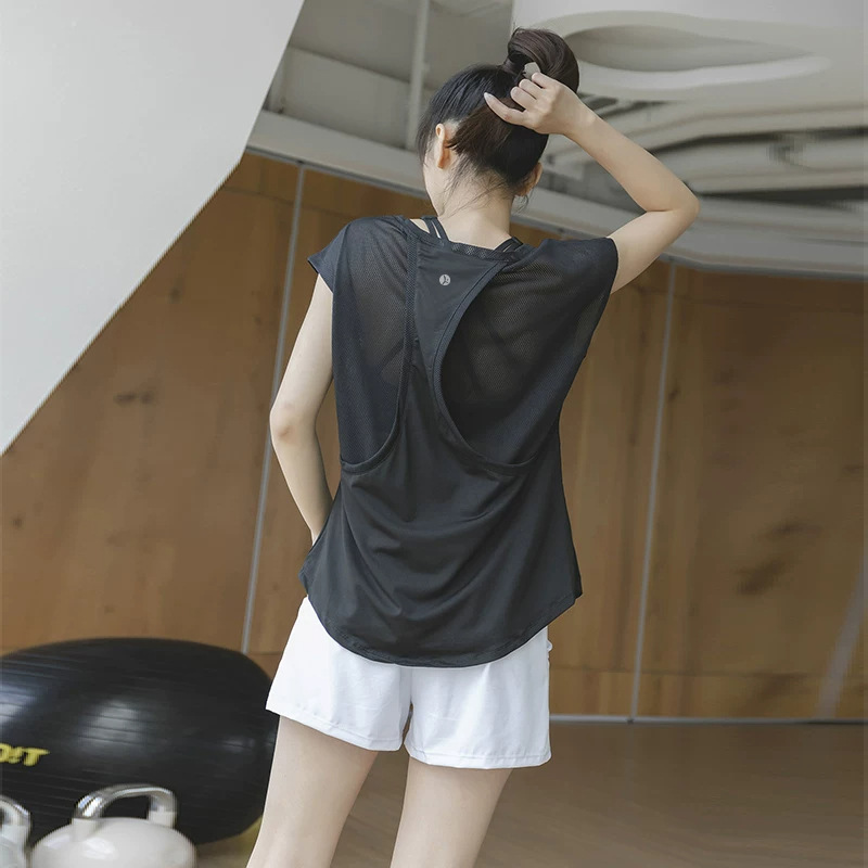 Plus-Size Women's Summer Thin Sports Top 2026 New Running T-Shirt Quick-Dry Fitness Cover-Up Yoga Tank Top
