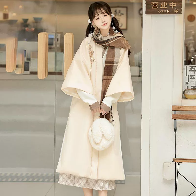 Оригинальный Hanfu женский песенный кардиган с плюшевым длинным мушмулом конская юбка осень зима 2024 новый китайский костюм