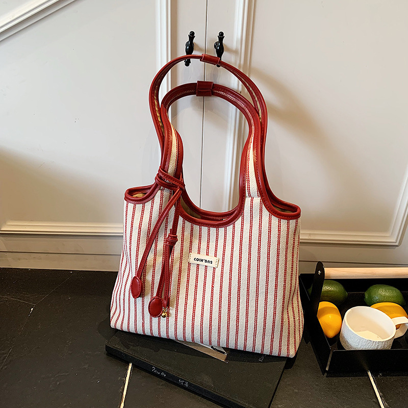 Nanfeng Same Style Tote Bag Women's 2025 Summer Niche Striped Simple Fashion Portable Shoulder Bag Underarm Bag