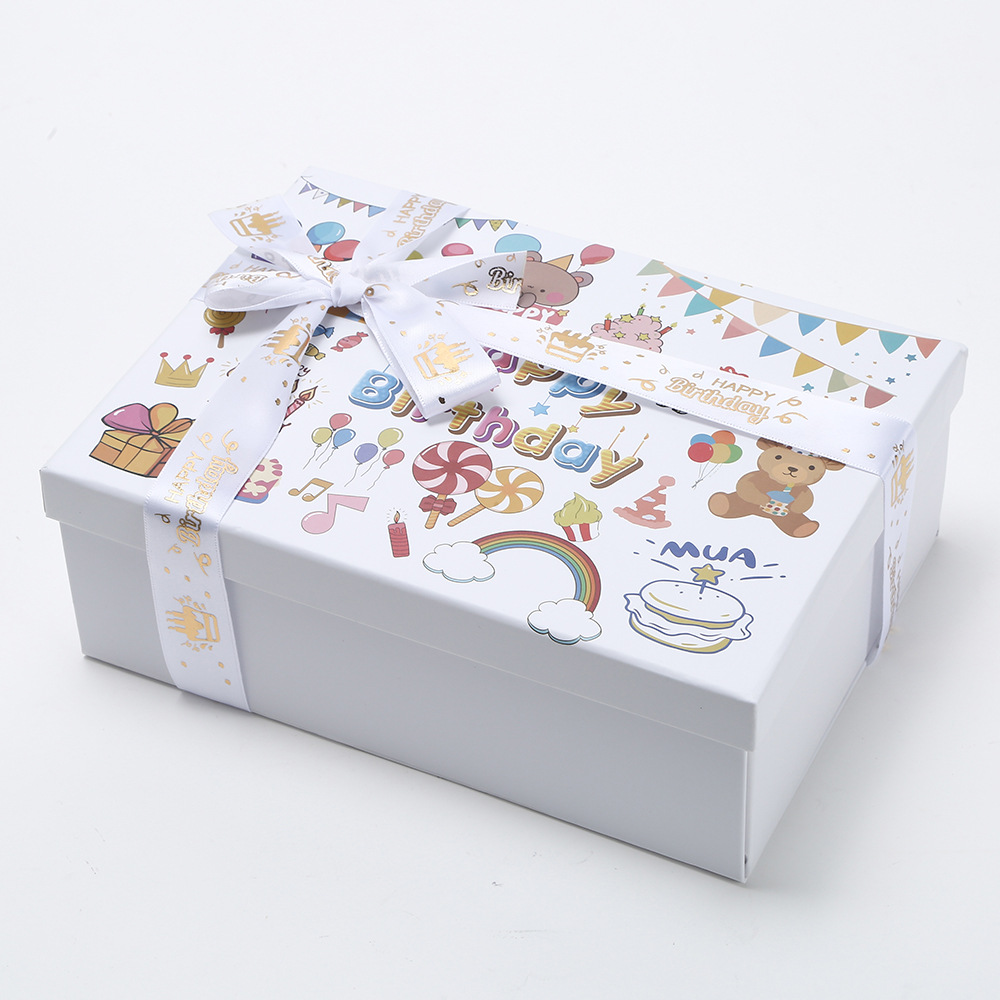 Caja de regalo plegable de una pieza, caja de regalo de vacaciones, caja de regalo de tapa, caja de regalo de arco de tapa, caja de regalo de vacaciones en stock