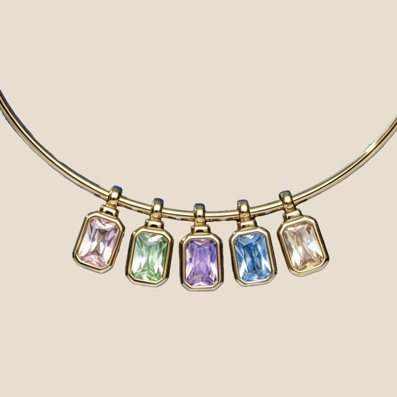 Birthstone 12-piece DIY Colorful High-Transparency Zircon Keychain Bag Necklace Accessory Pendant