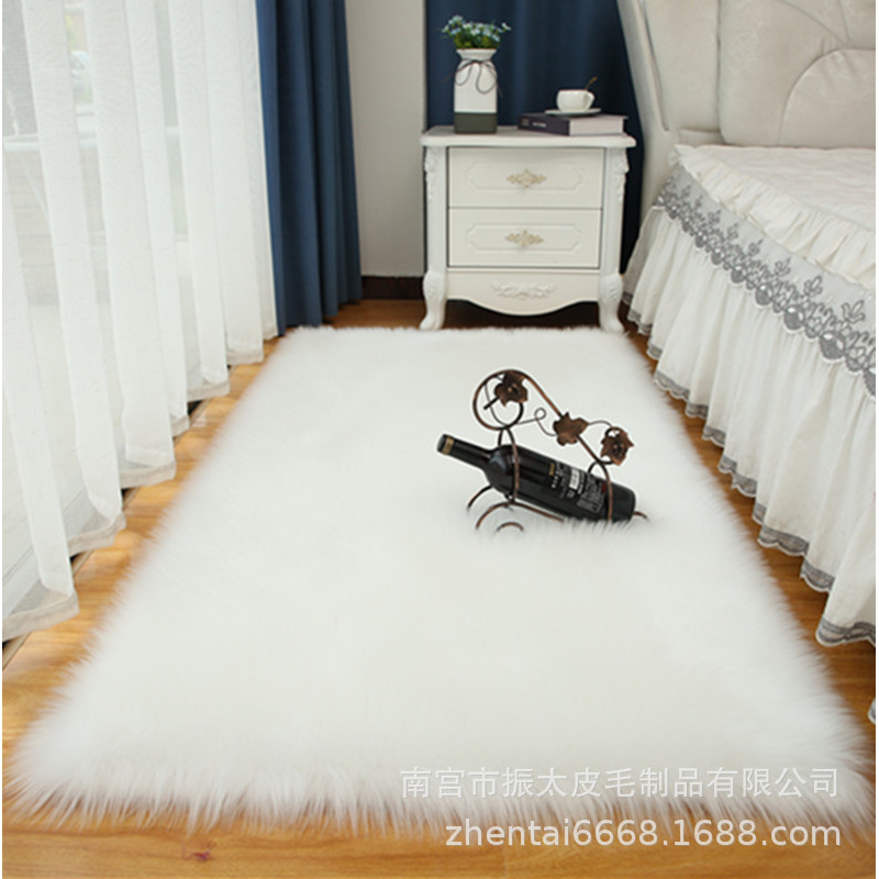 Imitation Wool Carpet Living Room Home Carpet White Plush Kidsren's Mat Bay Window Bedroom Plush Floor Mat Carpet