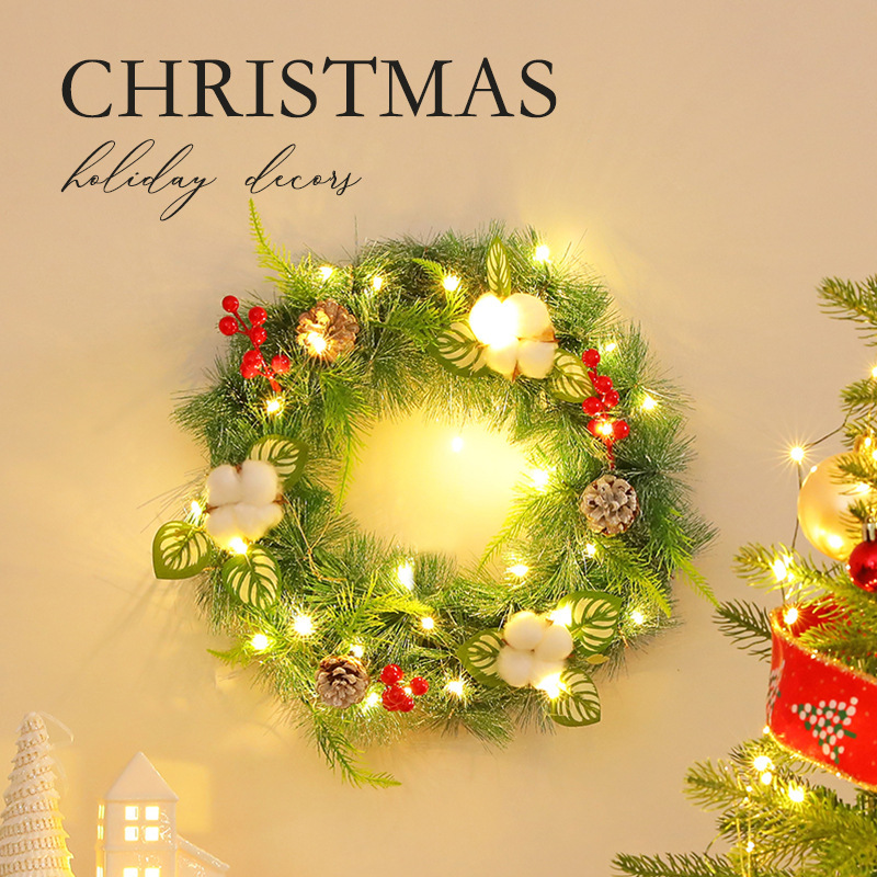 外国貿易の人気クリスマスの花輪のペンダントクリスマスのシーンのショーウインドーの扉を配置します。|undefined
