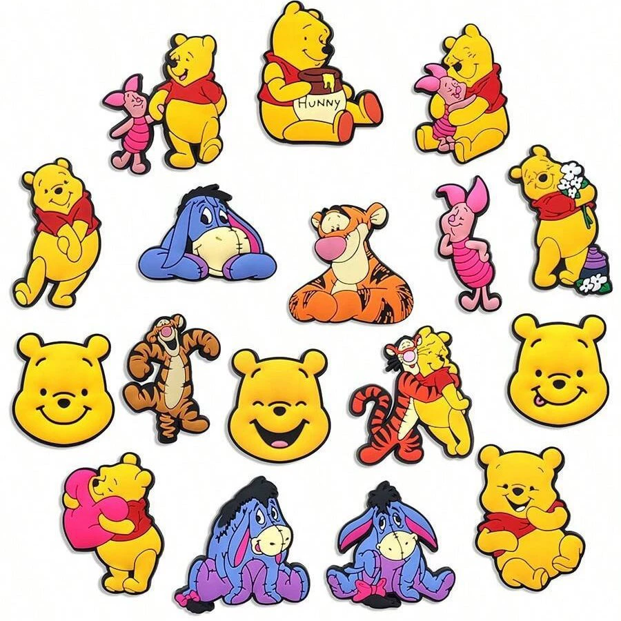 Винни-Пух серии пещерные туфли цветочные туфли пуговицы пляжные туфли декоративные туфли ПВХ мягкий клей материал