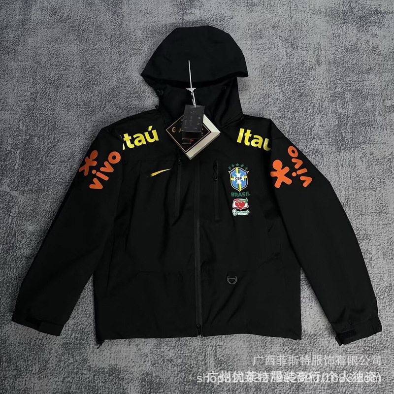 New foreign trade five-star Brazilian windbreaker, Neymar-style jacket, football training jacket, windproof outdoor jacket New foreign trade five-star Brazilian windbreaker, Neymar-style jacket, football training jacket, windproof outdoor jacket