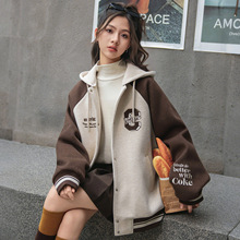 18318中学生夹棉毛呢外套新款洋气大童秋冬棉衣少女初中生棒球服