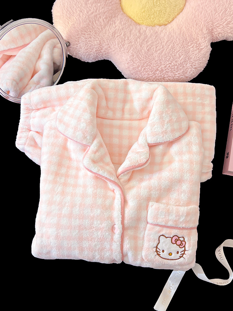 Girls' Pajamas Autumn and Winter 2026 New Thickened Coral Fleece Set Children's Girls' Flannel Loungewear