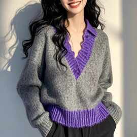 时尚气质慵懒针织衫2025秋季新款宽松显瘦内搭针织毛衣上衣女