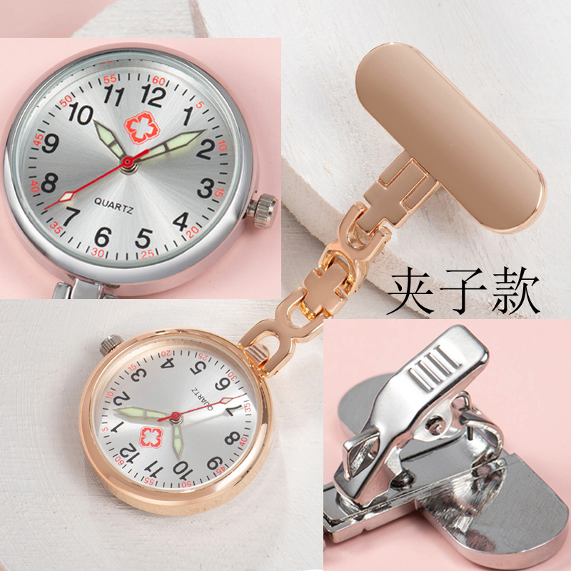 Nurse watch female hanging watch medical luminous waterproof student pocket watch retro cute female chest watch lettering exam watch
