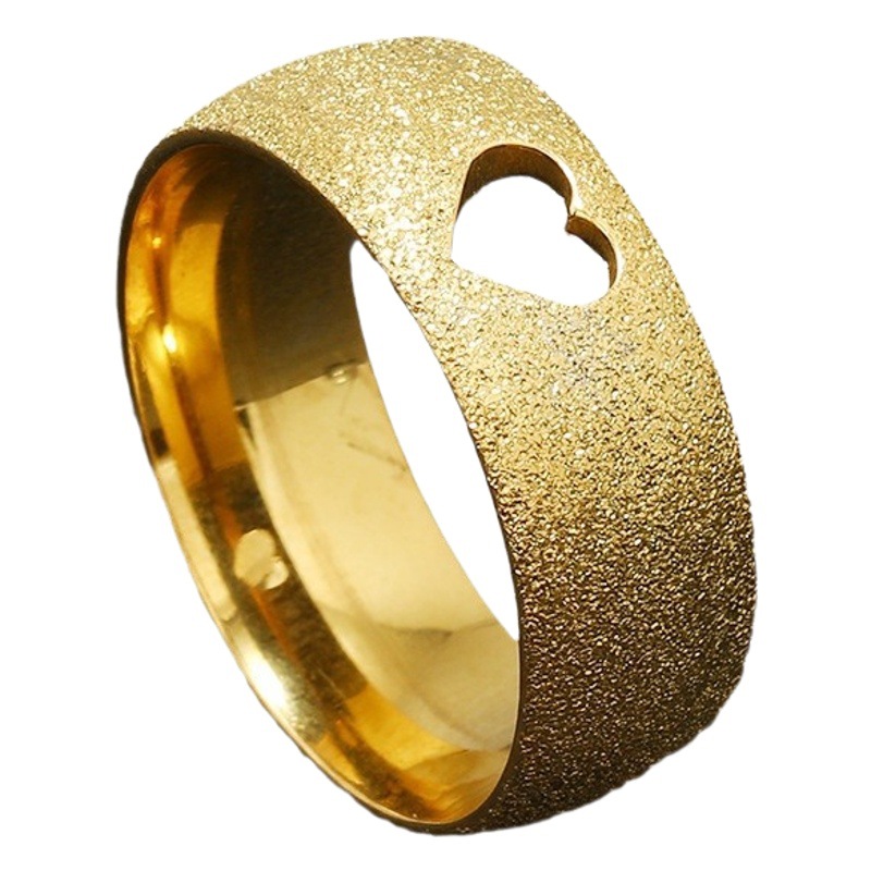 Cruz-frontera estilo europeo y americano creativo joyería de acero inoxidable corte corazón hueco ECG esmerilado titanio anillo de acero fabricante