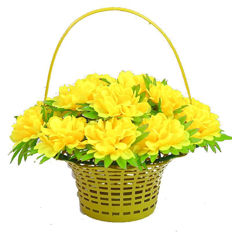Fábrica Zhaoping, Flores Artificiales al por Mayor, Set de Cesta de Flores de Seda, 16 Cabezas, Cesta de Crisantemos de Jardín, Ramo Artificial
