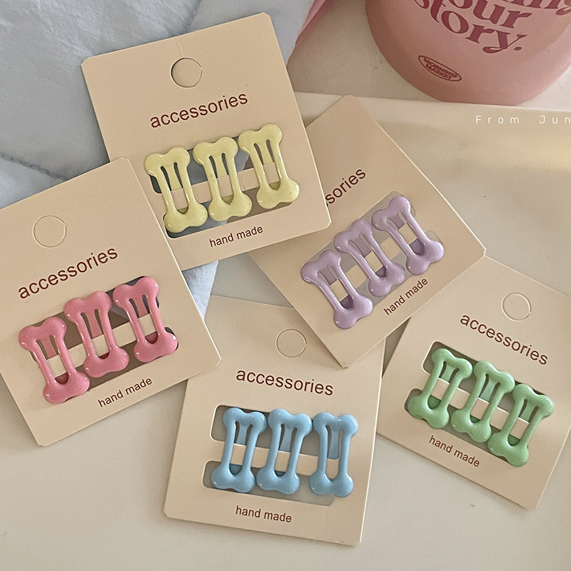 Dog bone hairpin BB clip suit daily all-match girl cream baby forehead bangs broken hair side clip