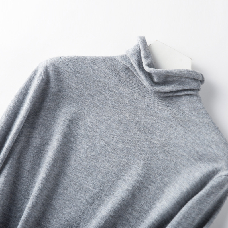 批发秋冬女高领套头衫大码打底衫厚毛衣堆领短款纯色修身毛针织衫