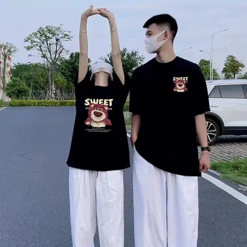 Pure Cotton Thick Impermeable White Pure Cotton Short-sleeved T-shirt Women's 2024 New Summer Shoulder Top Men's European and American Trend