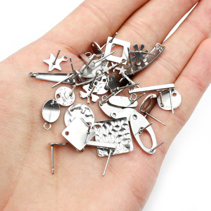 不锈钢耳钉 多规格带挂圈耳钉底托耳饰 不配耳塞