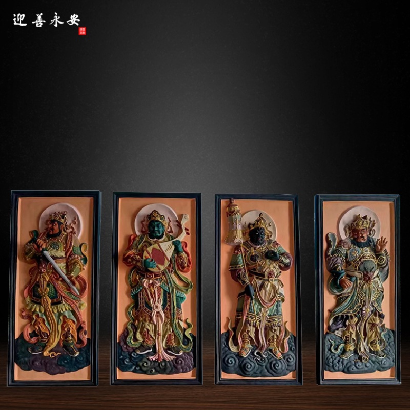 迎善永安平雕四大天王浮雕护法镇宅玻璃钢四大金刚树脂弗像批发