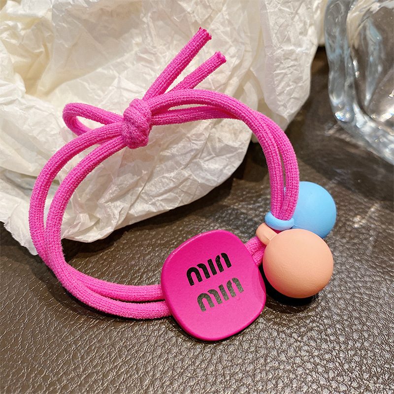 Coreano simple letra MIN anillo de cabello de niña bola cabeza cuerda de cola de caballo universal toque de cabello correa de cuero al por mayor