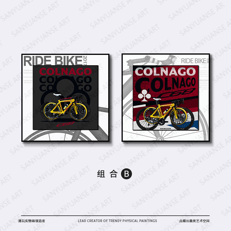 Bicicleta colgante pintura bicicleta de aleación retro modelo de bicicleta antigua bicicleta de metal habitación de los niños dormitorio pintura decorativa