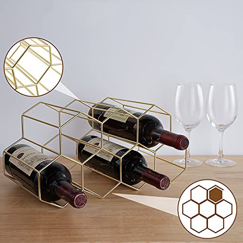 Wrought Iron Honeycomb Light Luxury Wine Rack Wine Wine Rack Modern Household Table Top-grade Wine Rack Wine Cabinet Storage Rack