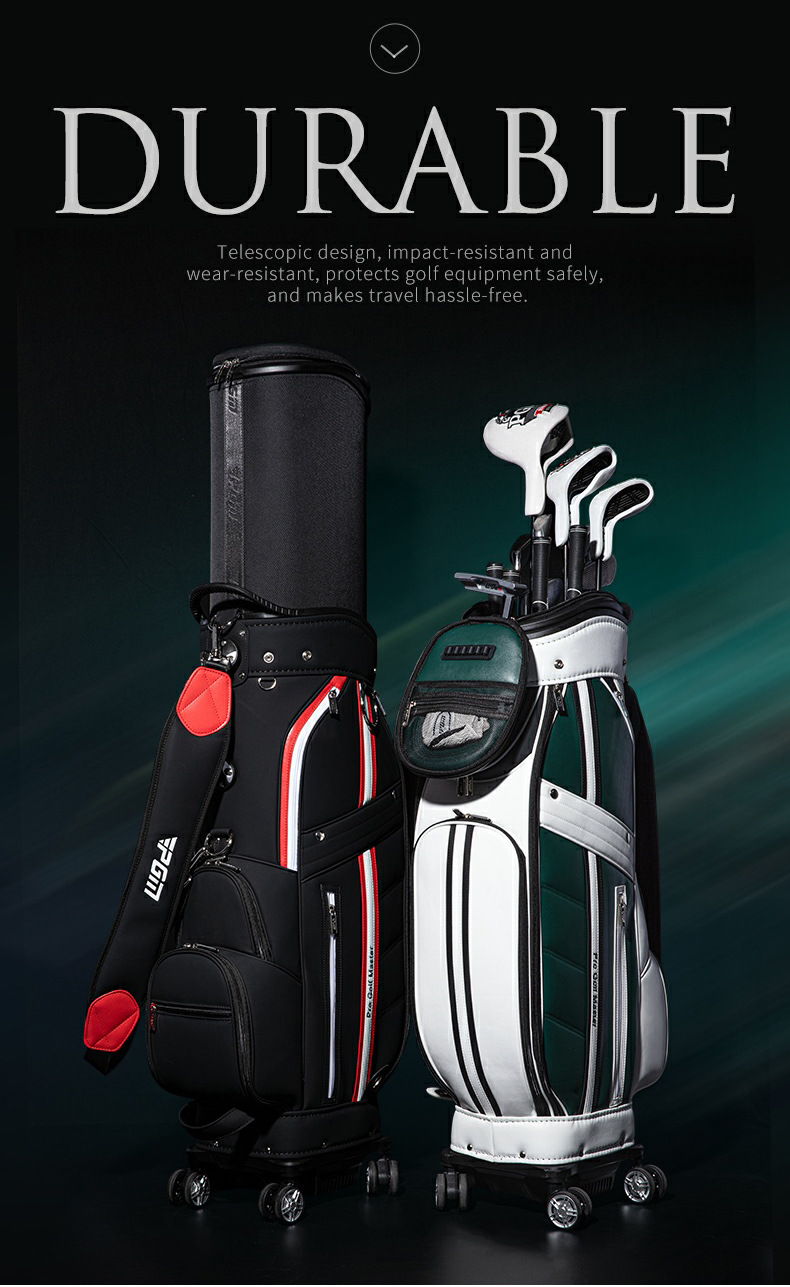 Túi đựng gậy golf PGM vỏ cứng co giãn, bốn bánh vạn năng, có thể đặt gậy ngược, dùng cho hàng không — Túi đựng bóng đen trắng đỏ【Vỏ cứng co giãn/Đặt gậy ngược/Bốn bánh vạn năng】QB184, Túi đựng bóng trắng xanh【Vỏ cứng co giãn/Đặt gậy ngược/Bốn bánh vạn năng】QB184 chi tiết 2