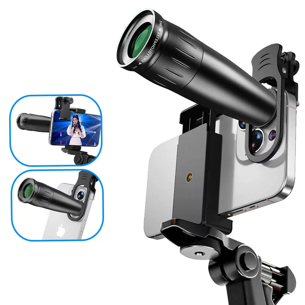 批发25x新款金属手机望远镜 高清户外演唱会拍照摄像外置手机镜头