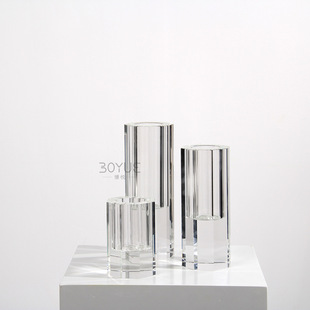 Modern simple light luxury bright transparent crystal glass vase living room dining room model room bedside table soft decoration