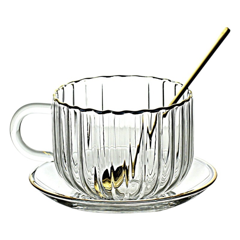 De estilo japonés de alta temperatura de cristal resistente borde dorado taza de desayuno taza de calabaza hogar mango taza de leche de gran capacidad taza de café al por mayor