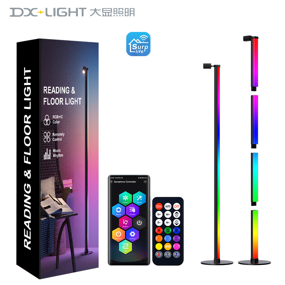 Luz de cabecera de cama para proteger los ojos, luz de piso integral para leer, luz de lujo ligera para la sala de estar, luz de piso para proteger los ojos con Bluetooth APP plug-in