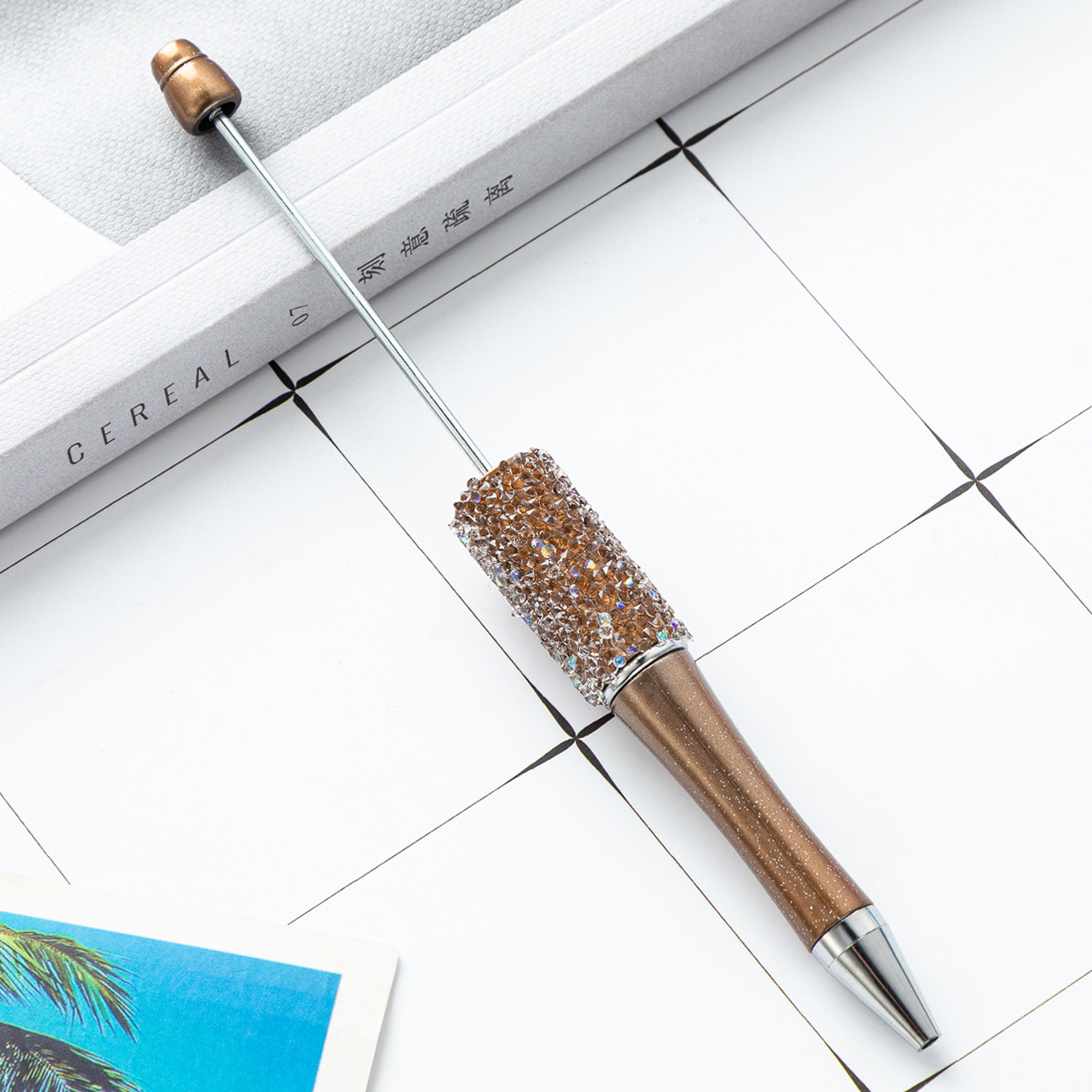 DIY bolígrafo de cuentas de azúcar creativo pegado a mano lleno de diamantes de plástico bolígrafo de regalo al por mayor