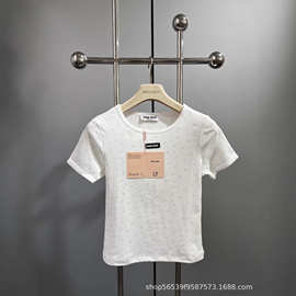 高定版M家26新款小碎花短袖T圆领花边休闲百搭短袖上衣女
