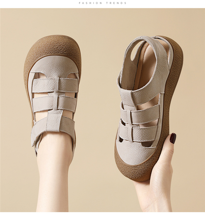 Dép nữ Birkenstock da thật kiểu La Mã mũi kín đế bằng thoáng khí chất liệu nút chai — JST 7173 lạc đà, JST 7173m màu chi tiết 12