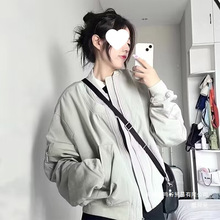 厂家直销飞行员夹克设计感小众街头纯色棒球服2024秋冬新款女装复