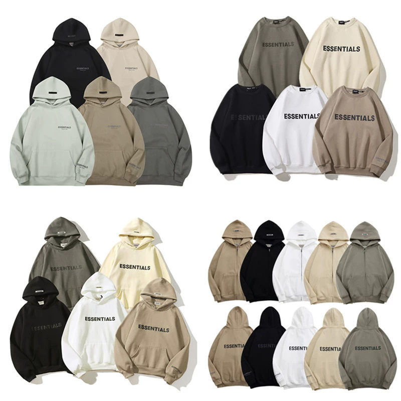 Essentials Three-Dimensional Letter Print Fleece-Lined Hooded Sweatshirt Fog Street Hip-Hop Jacket for Men and Women Teenagers Essentials Three-Dimensional Letter Print Fleece-Lined Hooded Sweatshirt Fog Street Hip-Hop Jacket for Men and Women Teenagers