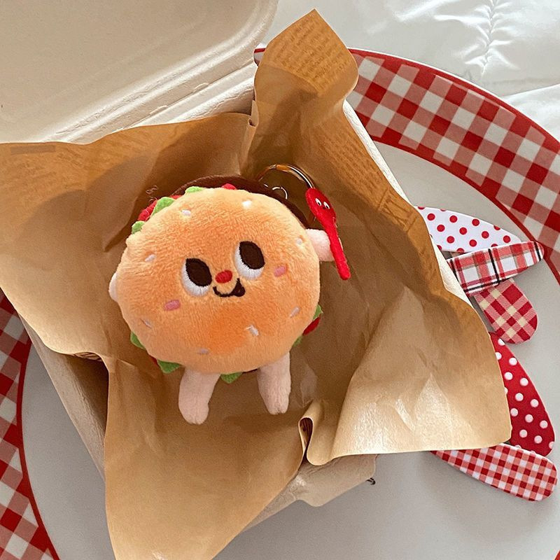 Insポテトハンバーガーかわいいぬいぐるみストラップ学生カップル人形ストラップクリエイティブ新キーホルダー.|undefined