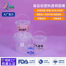 食品级密封打包桶便携百搭简约大容量带盖塑料桶丝印透明手提桶