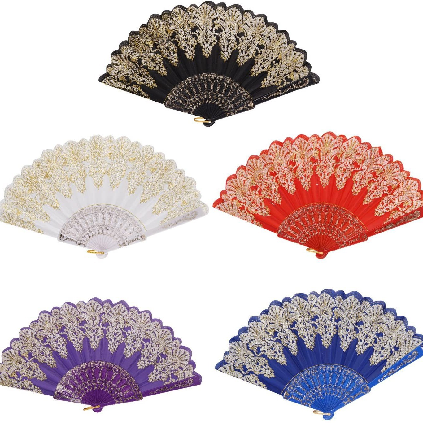 En stock ventilador de baile ventilador de plástico Yongchun ventilador plegable Español ventilador plegable dorado artesanía ventilador Yongchun ventilador