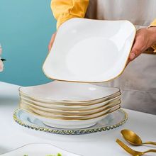 景德镇陶瓷盘子菜盘金边餐具家用高档北欧水果盘简约高颜值批发