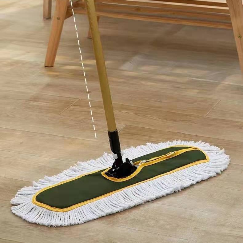 Large Dust Push Flat Mop Set for Hotels and Factories, Cotton Long-Strip Mop, Home Use One-Size-Fits-All Flat Mop