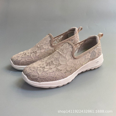 21夏季新款蕾絲透氣镂空休閑運動壹腳蹬平跟輕便時尚舒適學院女鞋